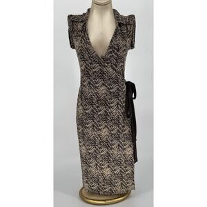 Diane von Furstenberg Silk Wrap Dress Women's Size 2 Delphine Brown Beige
